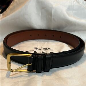 Coach Classic Buckle Belt Black Leather and Gold Hardware